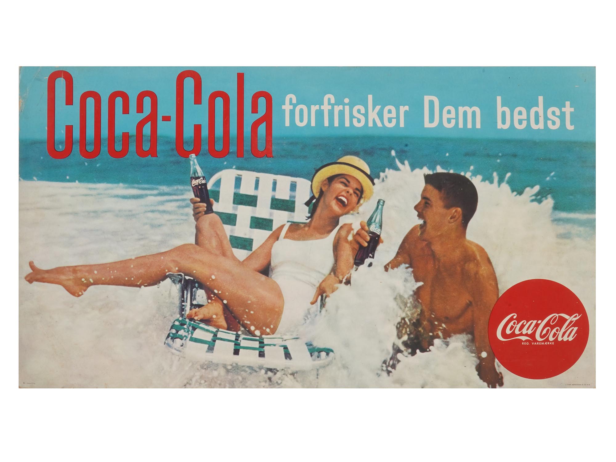 VINTAGE COCA COLA DANISH PIN UP ADVERTISING POSTER PIC-0